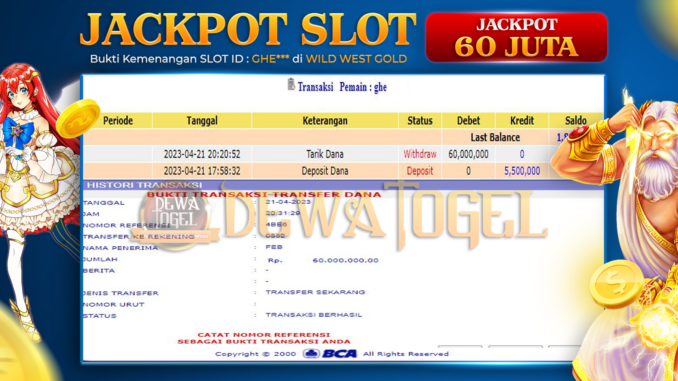 BUKTI JACKPOT DEWATOGEL #207