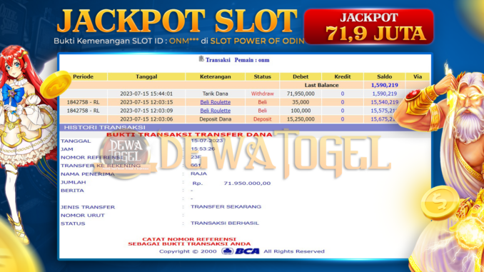 bukti jp dewatogel #493